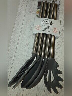 5-Piece Silicone Cooking Utensil Set - Gray